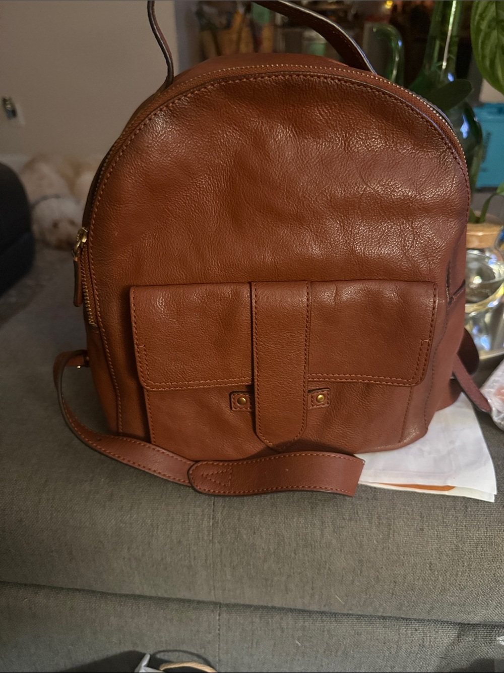 Frye Chestnut Brown Leather Backpack